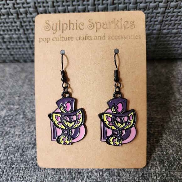 Sir Pentious Hazbin Hotel Enamel Charm Earrings - Picture 2 of 2